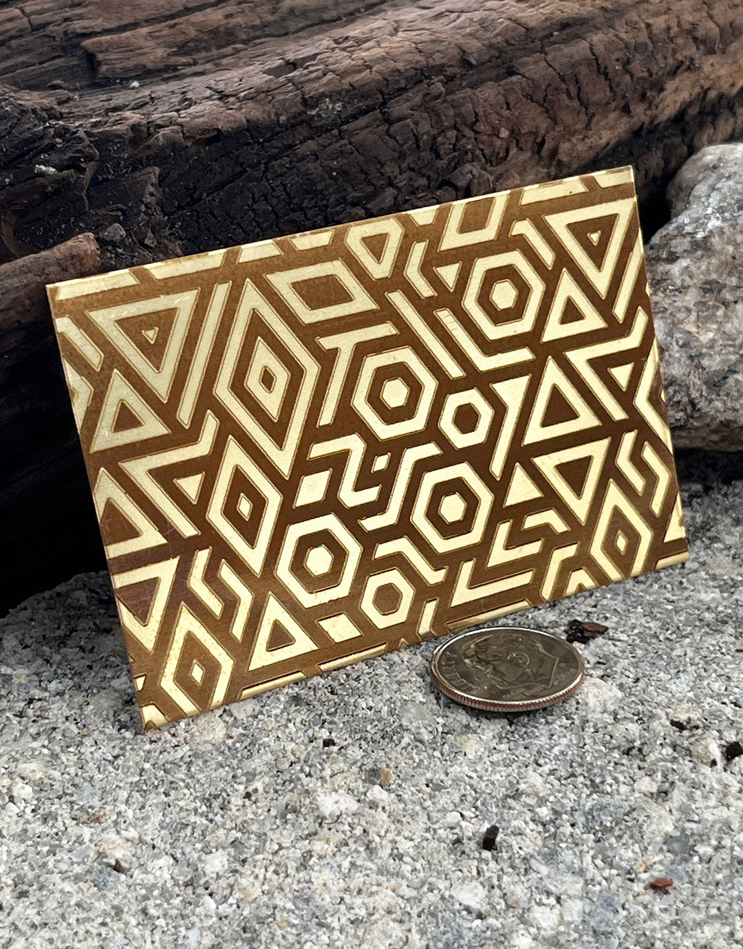XLP0005 = Bold Geometry Laser Engraved Metal Sheet 3x2" = Textured Jewelry Blank = Copper, Brass & More