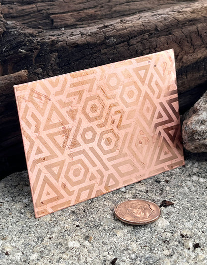 XLP0005 = Bold Geometry Laser Engraved Metal Sheet 3x2" = Textured Jewelry Blank = Copper, Brass & More