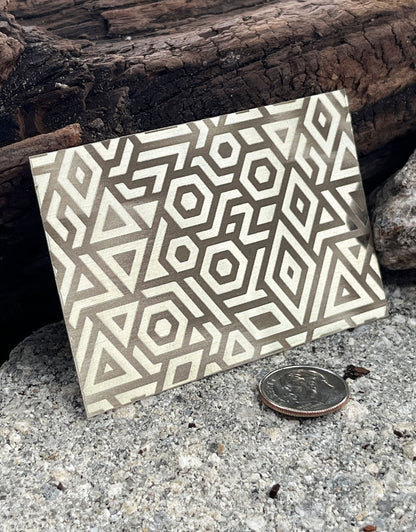 XLP0005 = Bold Geometry Laser Engraved Metal Sheet 3x2" = Textured Jewelry Blank = Copper, Brass & More
