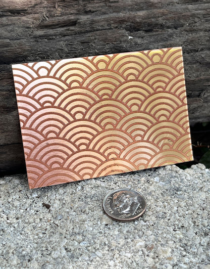 XLP0006 = Art Deco Arch Laser Engraved Metal Sheet 3x2" = Textured Jewelry Blank = Copper, Brass & More