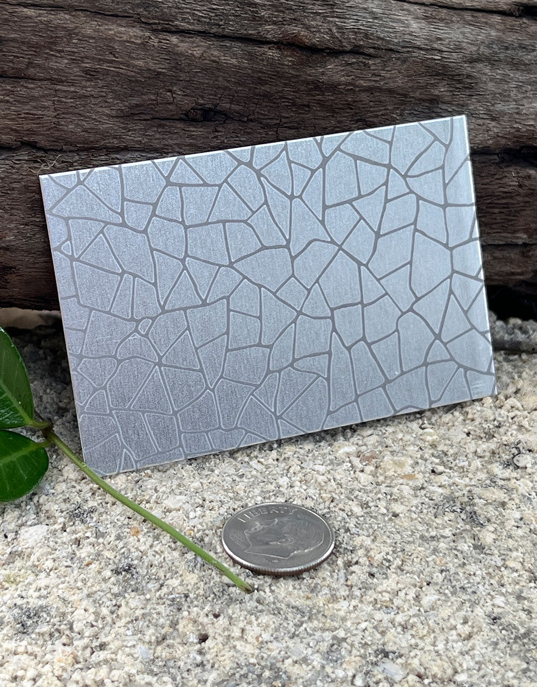 XLP0007 = Cracked Laser Engraved Metal Sheet 3x2" = Textured Jewelry Blank = Copper, Brass & More