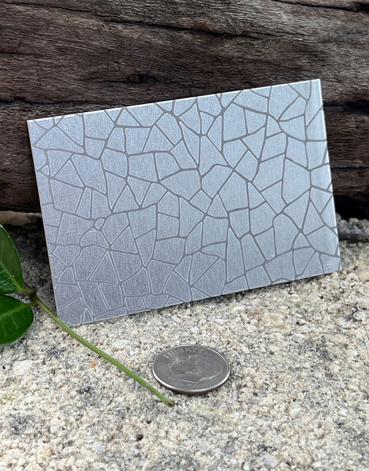 XLP0007 = Cracked Laser Engraved Metal Sheet 3x2" = Textured Jewelry Blank = Copper, Brass & More