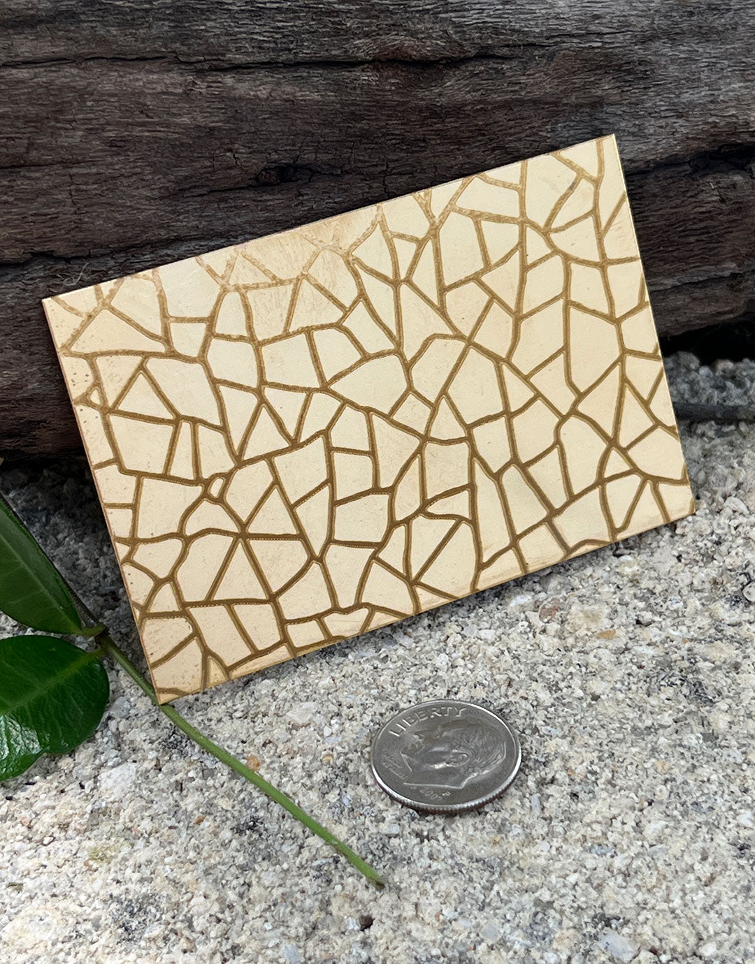 XLP0007 = Cracked Laser Engraved Metal Sheet 3x2" = Textured Jewelry Blank = Copper, Brass & More