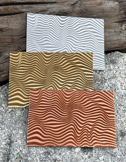 XLP0008 = Wavy Laser Engraved Metal Sheet 3x2" = Textured Jewelry Blank = Copper, Brass & More