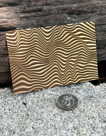 XLP0008 = Wavy Laser Engraved Metal Sheet 3x2" = Textured Jewelry Blank = Copper, Brass & More