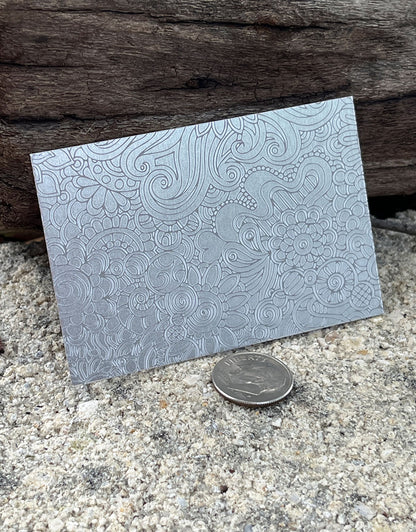 XLP0009 = Doodle 1 Laser Engraved Metal Sheet 3x2" = Textured Jewelry Blank = Copper, Brass & More