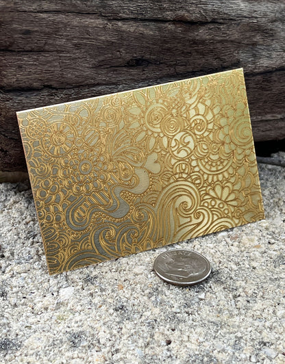 XLP0009 = Doodle 1 Laser Engraved Metal Sheet 3x2" = Textured Jewelry Blank = Copper, Brass & More