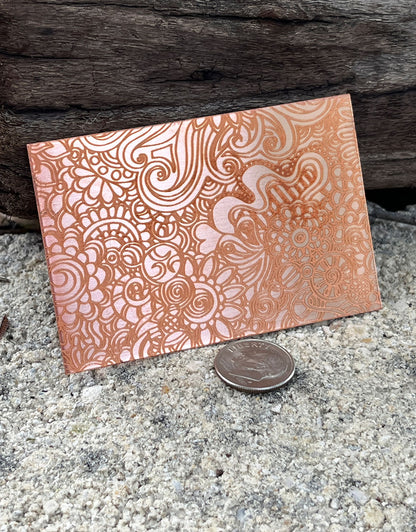 XLP0009 = Doodle 1 Laser Engraved Metal Sheet 3x2" = Textured Jewelry Blank = Copper, Brass & More
