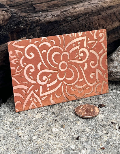 XLP0010 = Bold Floral Laser Engraved Metal Sheet 3x2" = Textured Jewelry Blank = Copper, Brass & More