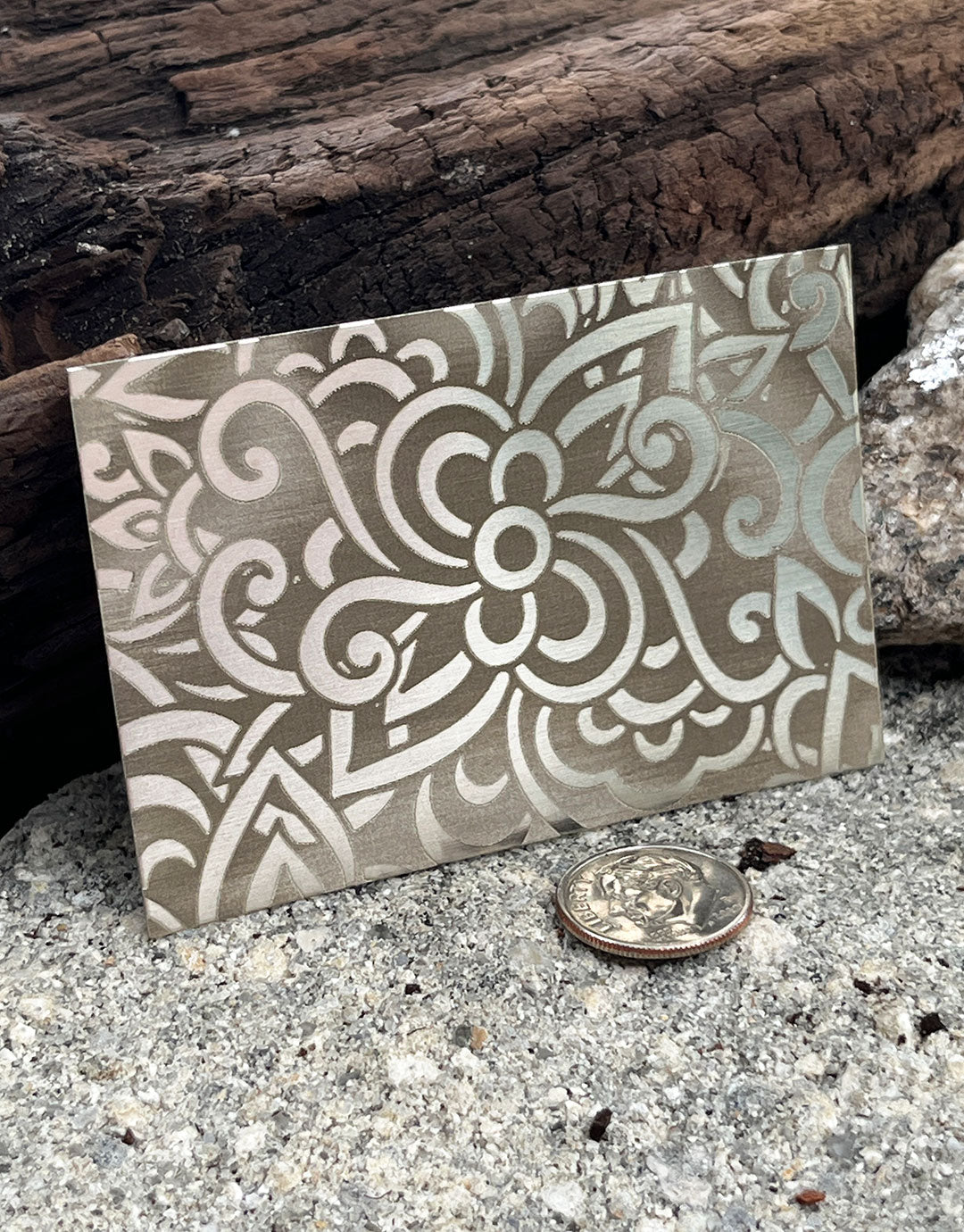 XLP0010 = Bold Floral Laser Engraved Metal Sheet 3x2" = Textured Jewelry Blank = Copper, Brass & More