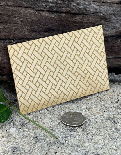 XLP0011 = Crosshatch Laser Engraved Metal Sheet 3x2" = Textured Jewelry Blank = Copper, Brass & More