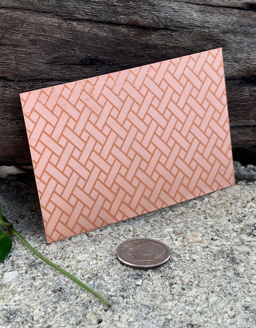 XLP0011 = Crosshatch Laser Engraved Metal Sheet 3x2" = Textured Jewelry Blank = Copper, Brass & More