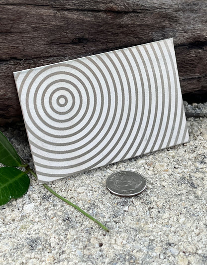 XLP0012 = Concentric Circles Laser Engraved Metal Sheet 3x2" = Textured Jewelry Blank = Copper, Brass & More