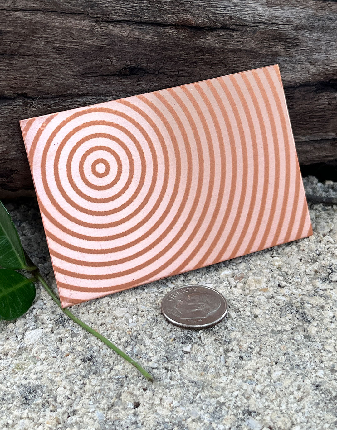 XLP0012 = Concentric Circles Laser Engraved Metal Sheet 3x2" = Textured Jewelry Blank = Copper, Brass & More