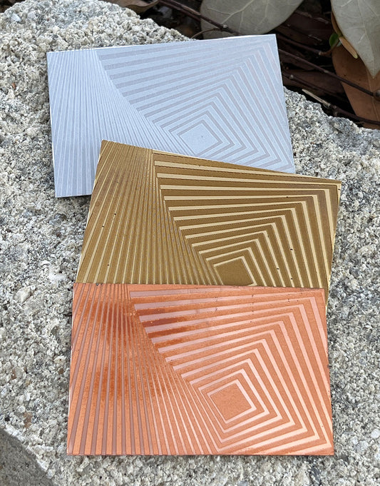 XLP0013 = Spiral Square Laser Engraved Metal Sheet 3x2" = Textured Jewelry Blank = Copper, Brass & More