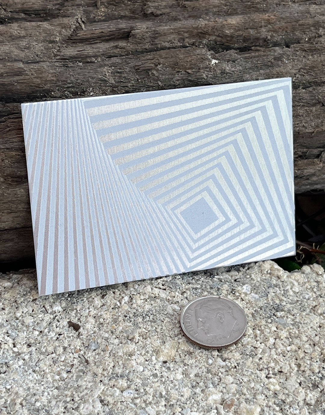 XLP0013 = Spiral Square Laser Engraved Metal Sheet 3x2" = Textured Jewelry Blank = Copper, Brass & More