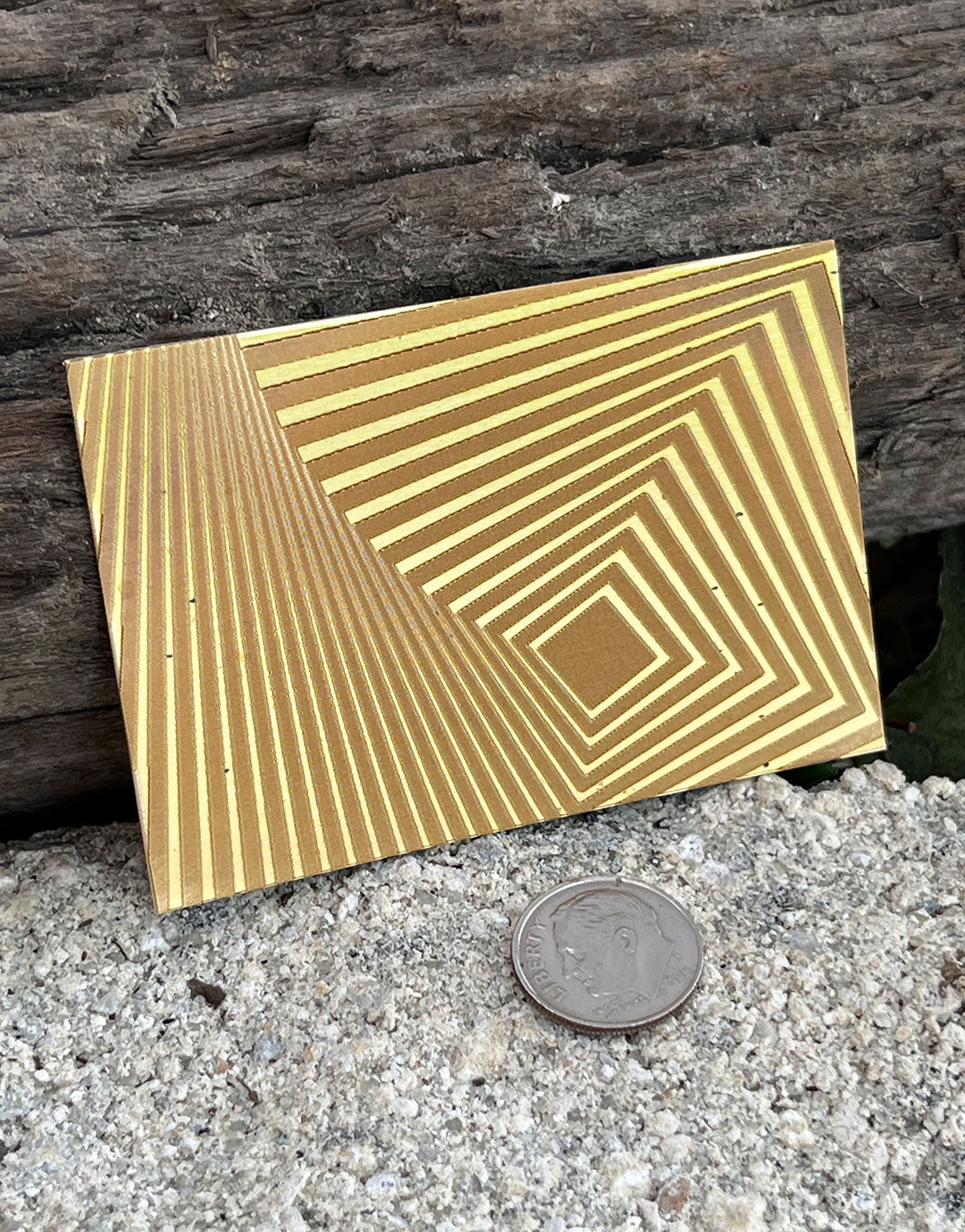 XLP0013 = Spiral Square Laser Engraved Metal Sheet 3x2" = Textured Jewelry Blank = Copper, Brass & More