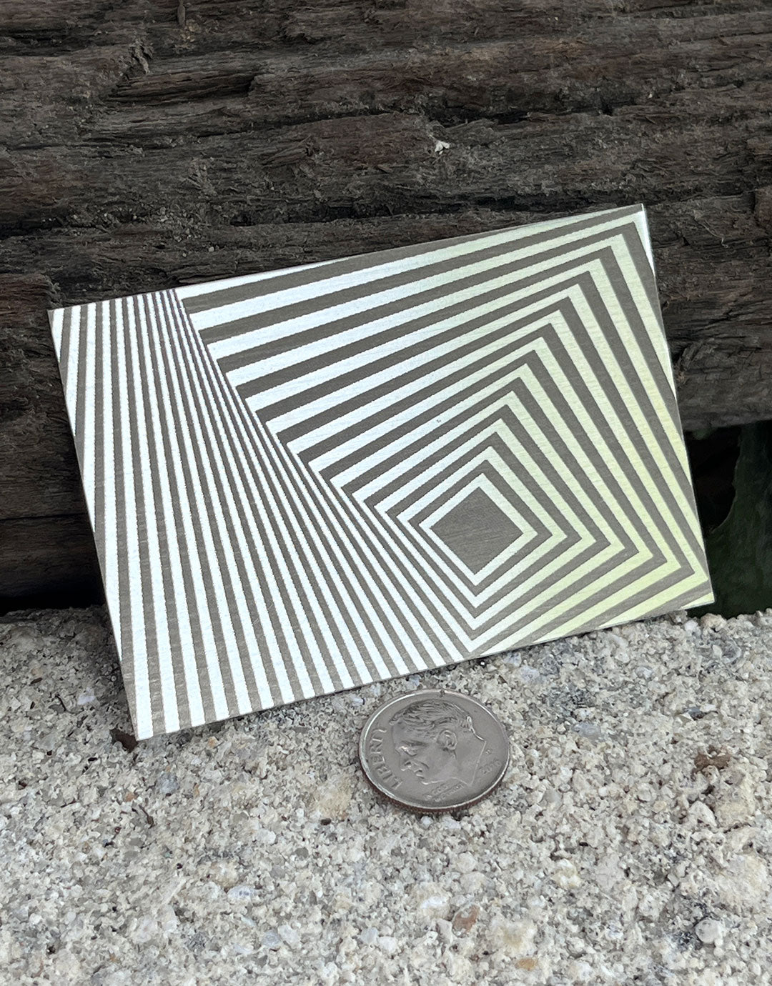 XLP0013 = Spiral Square Laser Engraved Metal Sheet 3x2" = Textured Jewelry Blank = Copper, Brass & More