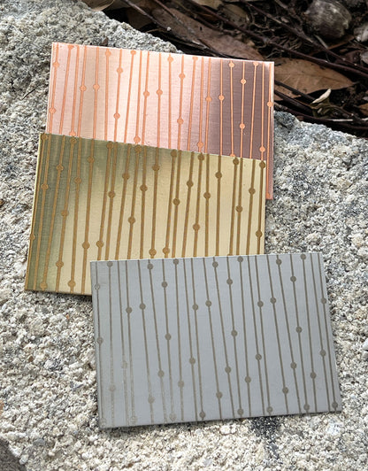 XLP0014 = Lines and Dots Laser Engraved Metal Sheet 3x2" = Textured Jewelry Blank = Copper, Brass & More
