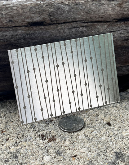 XLP0014 = Lines and Dots Laser Engraved Metal Sheet 3x2" = Textured Jewelry Blank = Copper, Brass & More