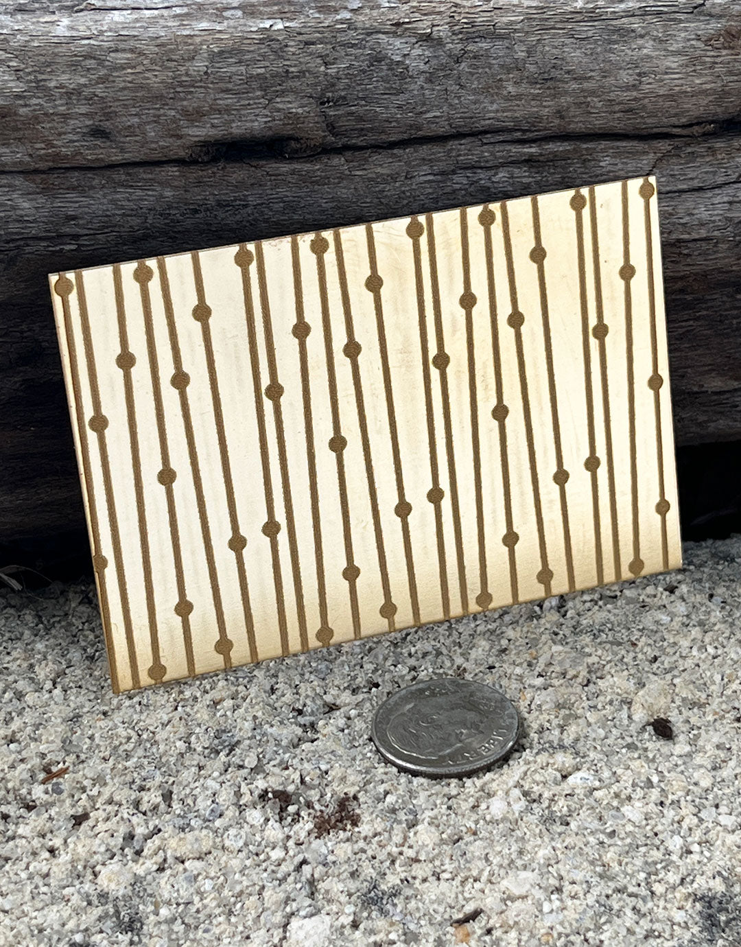 XLP0014 = Lines and Dots Laser Engraved Metal Sheet 3x2" = Textured Jewelry Blank = Copper, Brass & More