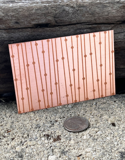 XLP0014 = Lines and Dots Laser Engraved Metal Sheet 3x2" = Textured Jewelry Blank = Copper, Brass & More