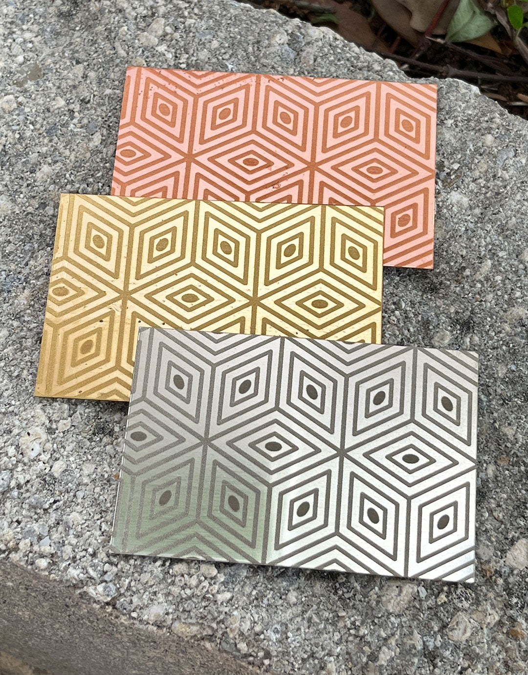 XLP0015 = Cubes Laser Engraved Metal Sheet 3x2" = Textured Jewelry Blank = Copper, Brass & More