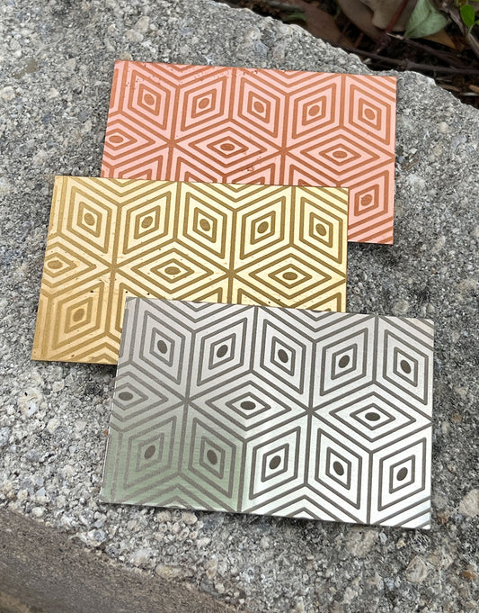 XLP0015 = Cubes Laser Engraved Metal Sheet 3x2" = Textured Jewelry Blank = Copper, Brass & More