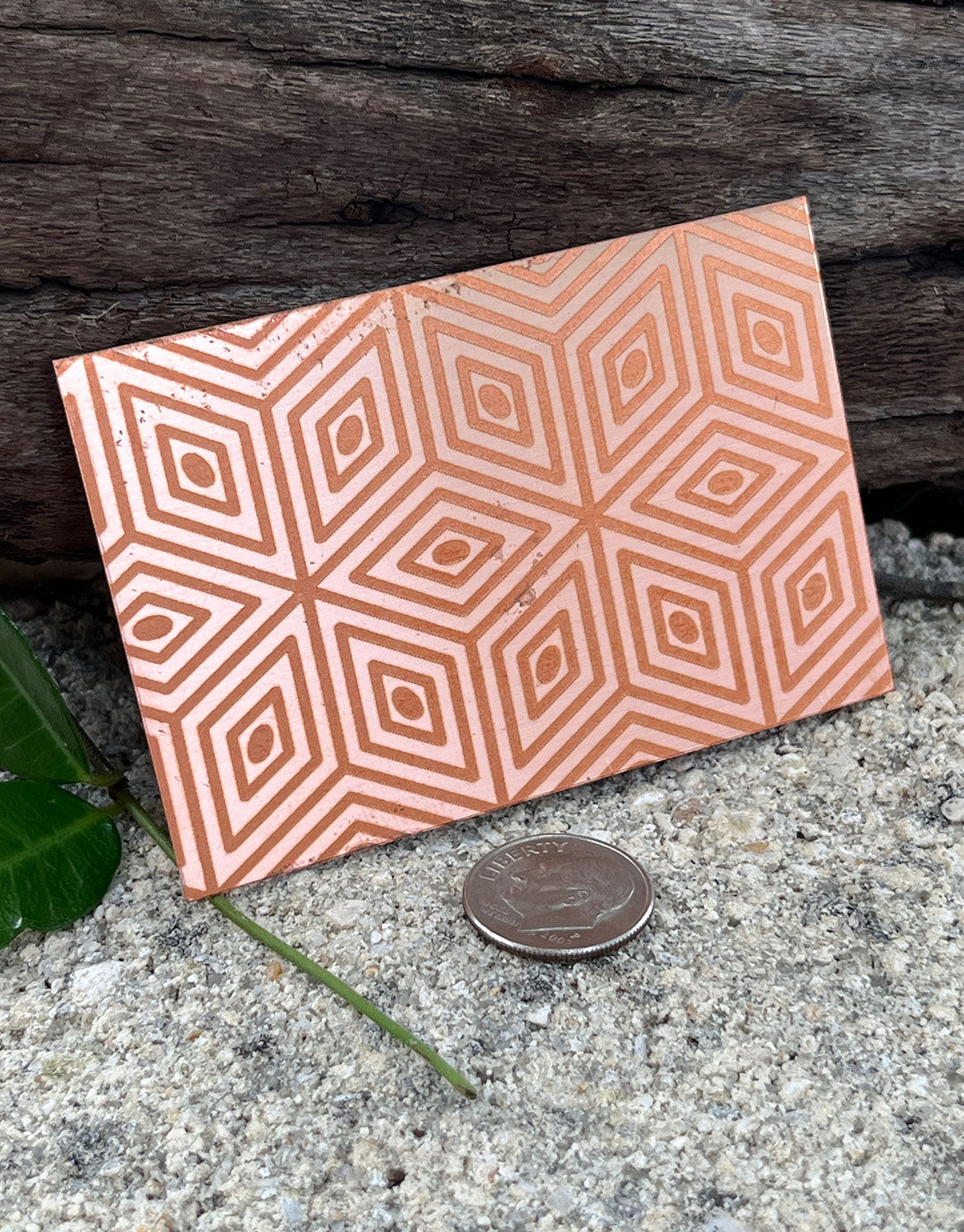 XLP0015 = Cubes Laser Engraved Metal Sheet 3x2" = Textured Jewelry Blank = Copper, Brass & More
