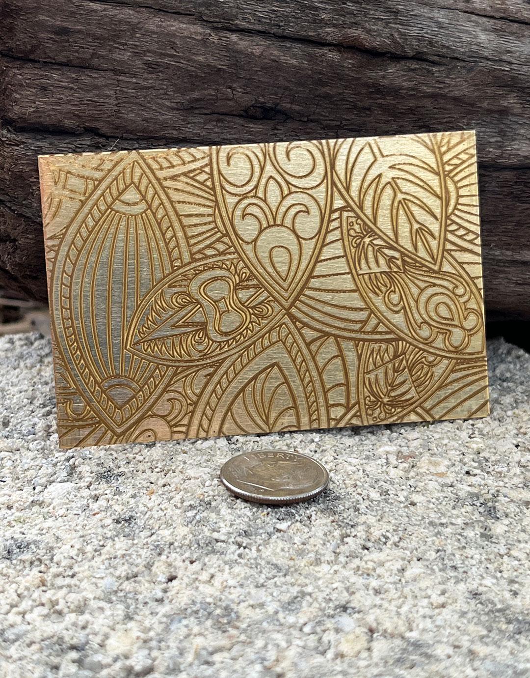 XLP0016 = Abstract Shields Laser Engraved Metal Sheet 3x2" = Textured Jewelry Blank = Copper, Brass & More