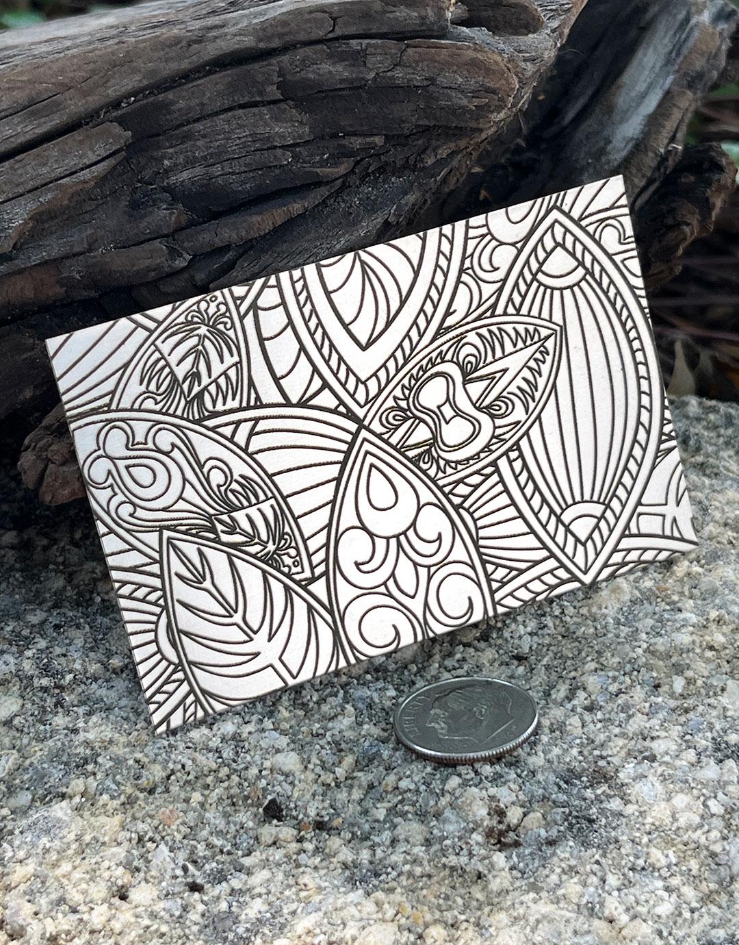 XLP0016 = Abstract Shields Laser Engraved Metal Sheet 3x2" = Textured Jewelry Blank = Copper, Brass & More