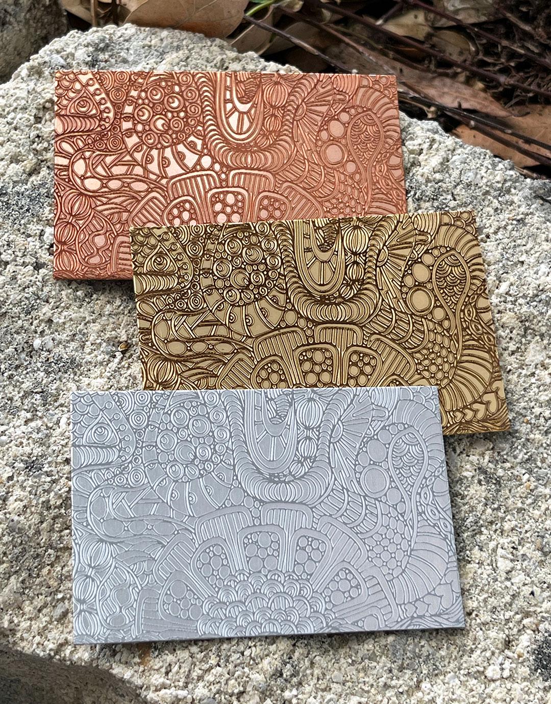 XLP0017 = Doodles 2 Laser Engraved Metal Sheet 3x2" = Textured Jewelry Blank = Copper, Brass & More