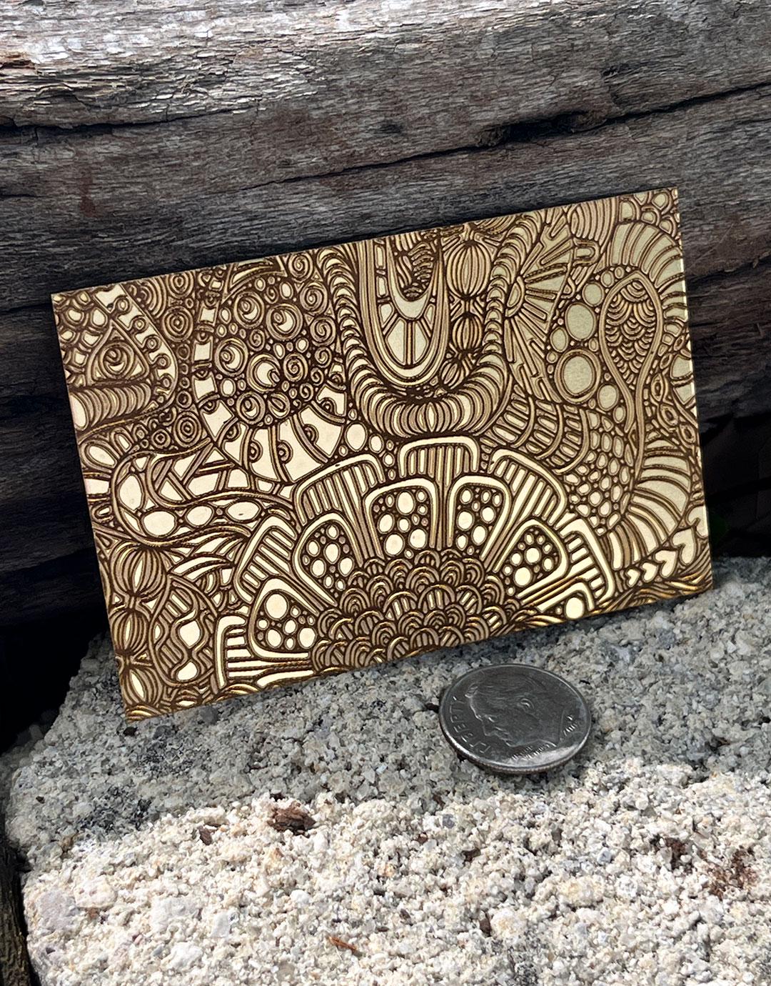 XLP0017 = Doodles 2 Laser Engraved Metal Sheet 3x2" = Textured Jewelry Blank = Copper, Brass & More