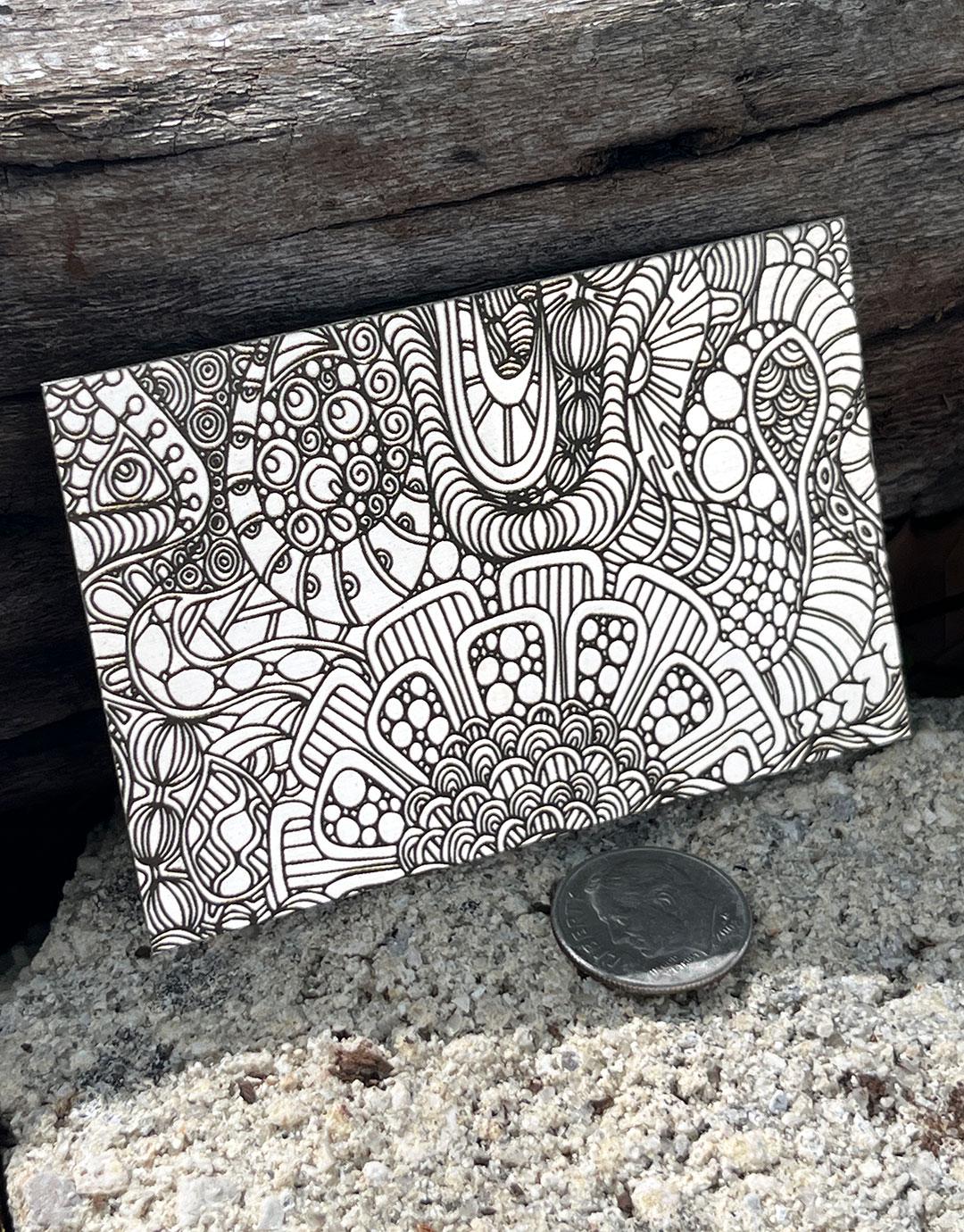 XLP0017 = Doodles 2 Laser Engraved Metal Sheet 3x2" = Textured Jewelry Blank = Copper, Brass & More