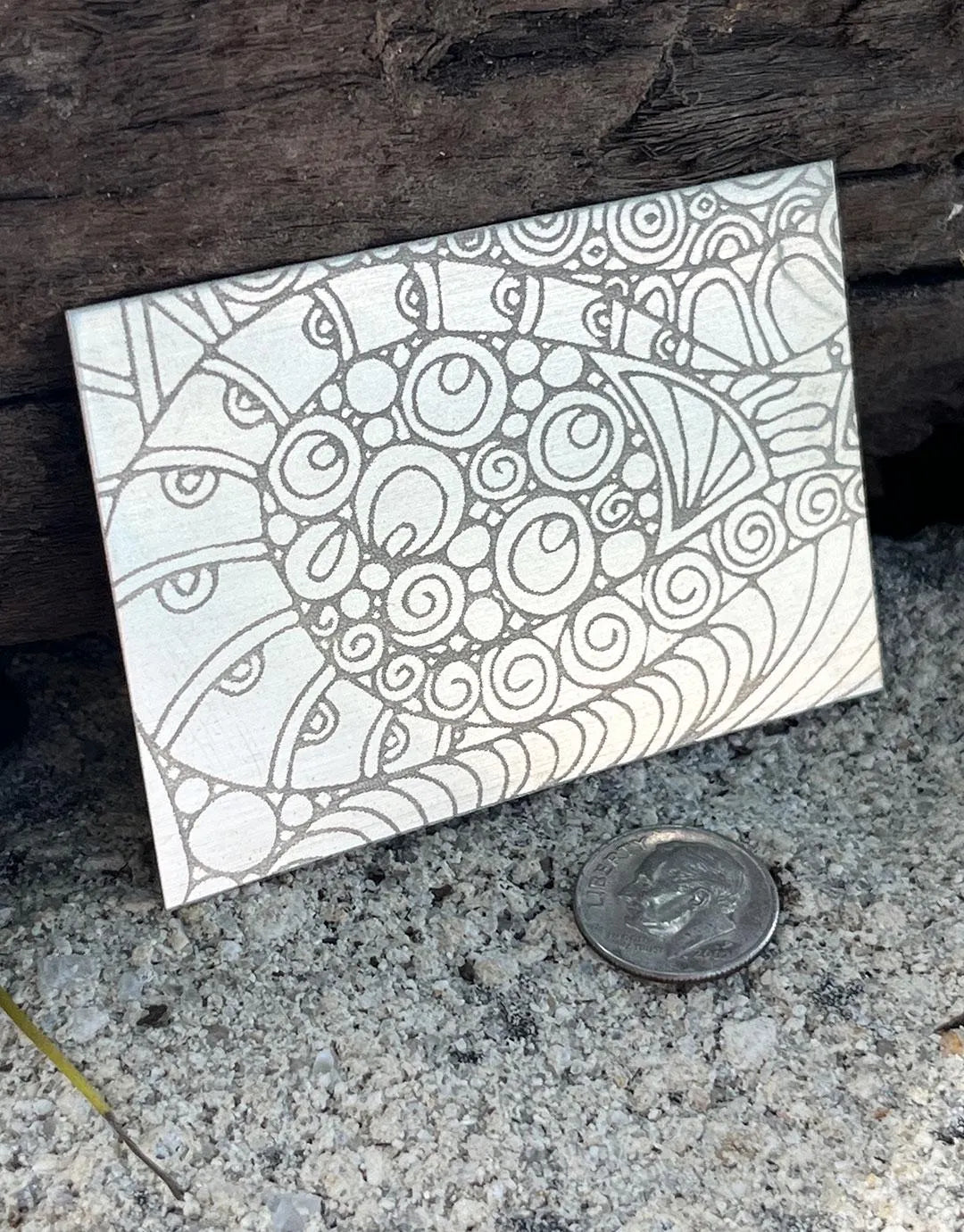 XLP0018 = Doodles 3 Laser Engraved Metal Sheet 3x2" = Textured Jewelry Blank = Copper, Brass & More