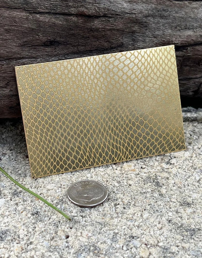 XLP0019 = Snake Skin Laser Engraved Metal Sheet 3x2" = Textured Jewelry Blank = Copper, Brass & More