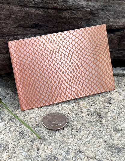 XLP0019 = Snake Skin Laser Engraved Metal Sheet 3x2" = Textured Jewelry Blank = Copper, Brass & More