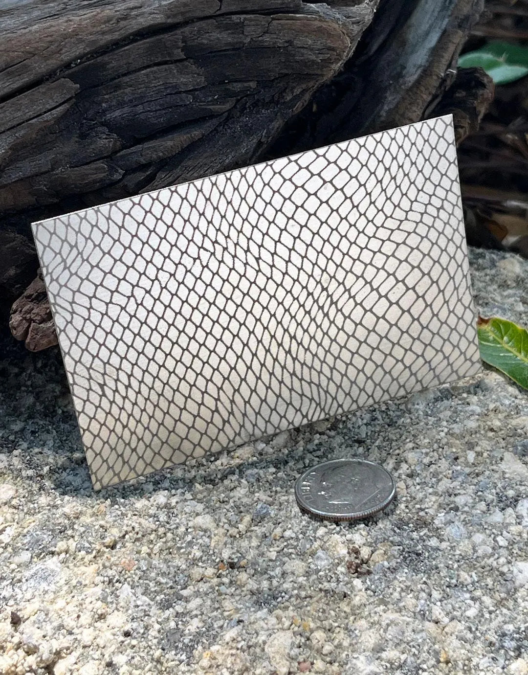 XLP0019 = Snake Skin Laser Engraved Metal Sheet 3x2" = Textured Jewelry Blank = Copper, Brass & More
