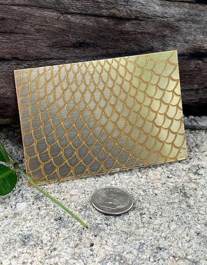 XLP0020 = Scales Laser Engraved Metal Sheet 3x2" = Textured Jewelry Blank = Copper, Brass & More