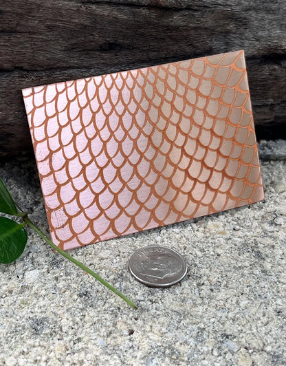 XLP0020 = Scales Laser Engraved Metal Sheet 3x2" = Textured Jewelry Blank = Copper, Brass & More