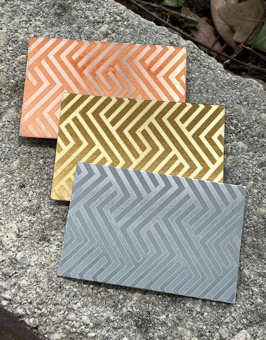 XLP0021 = Bold Angles Laser Engraved Metal Sheet 3x2" = Textured Jewelry Blank = Copper, Brass & More