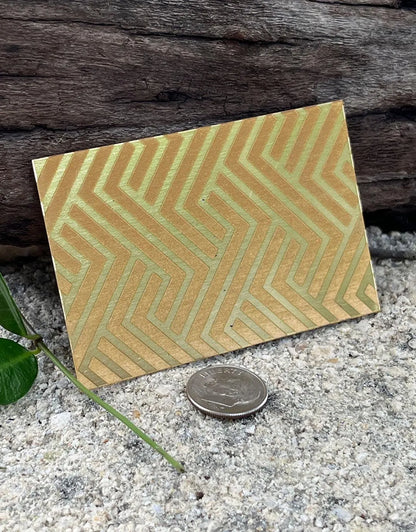 XLP0021 = Bold Angles Laser Engraved Metal Sheet 3x2" = Textured Jewelry Blank = Copper, Brass & More
