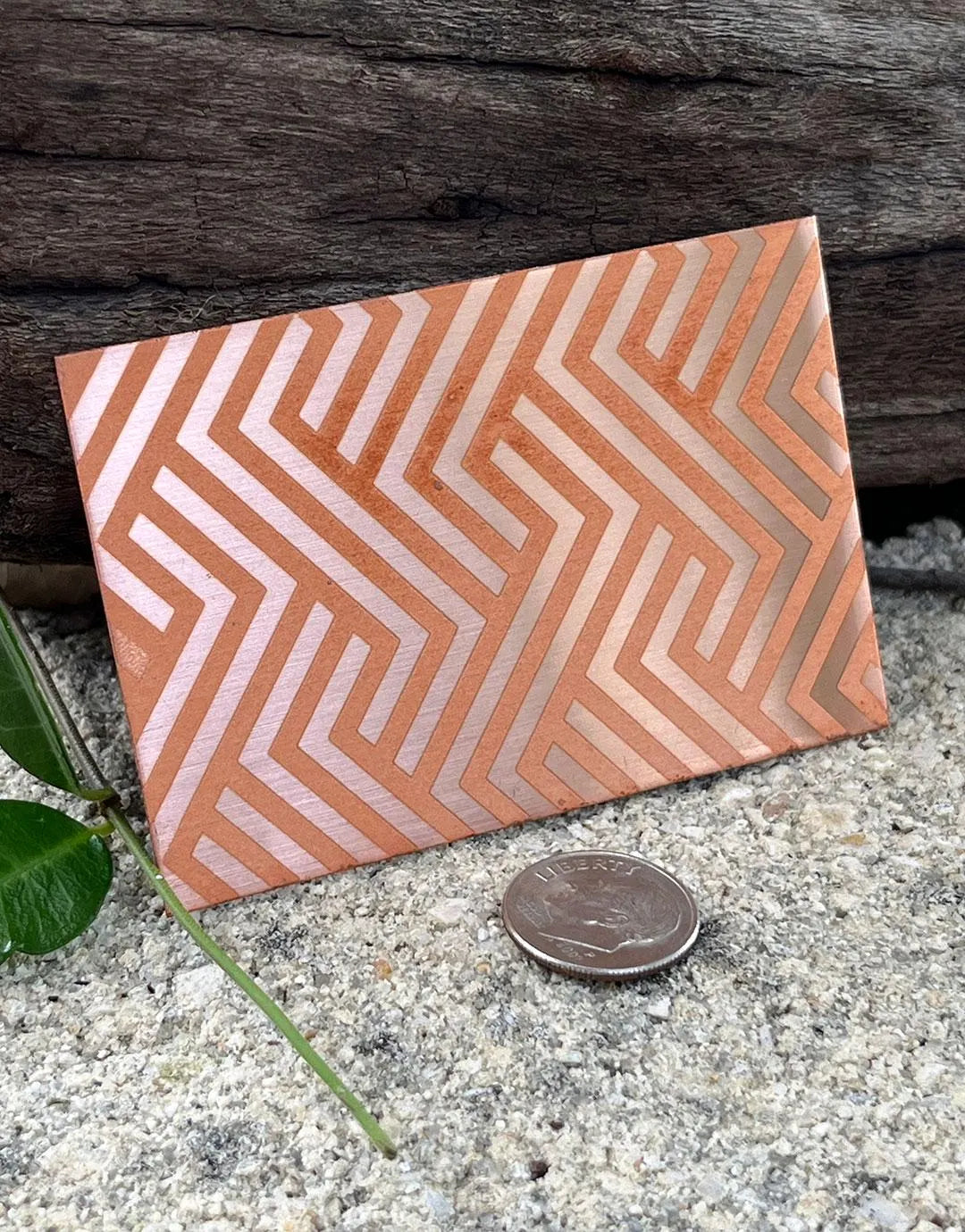 XLP0021 = Bold Angles Laser Engraved Metal Sheet 3x2" = Textured Jewelry Blank = Copper, Brass & More