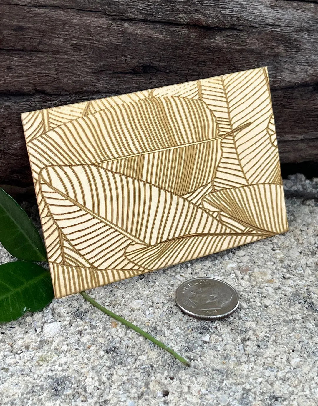 XLP0022 = Palm Leaves Laser Engraved Metal Sheet 3x2" = Textured Jewelry Blank = Copper, Brass & More