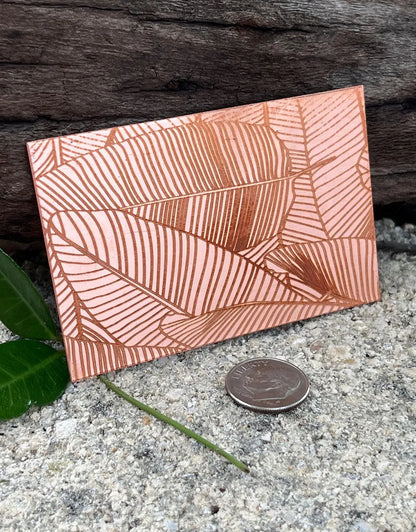 XLP0022 = Palm Leaves Laser Engraved Metal Sheet 3x2" = Textured Jewelry Blank = Copper, Brass & More