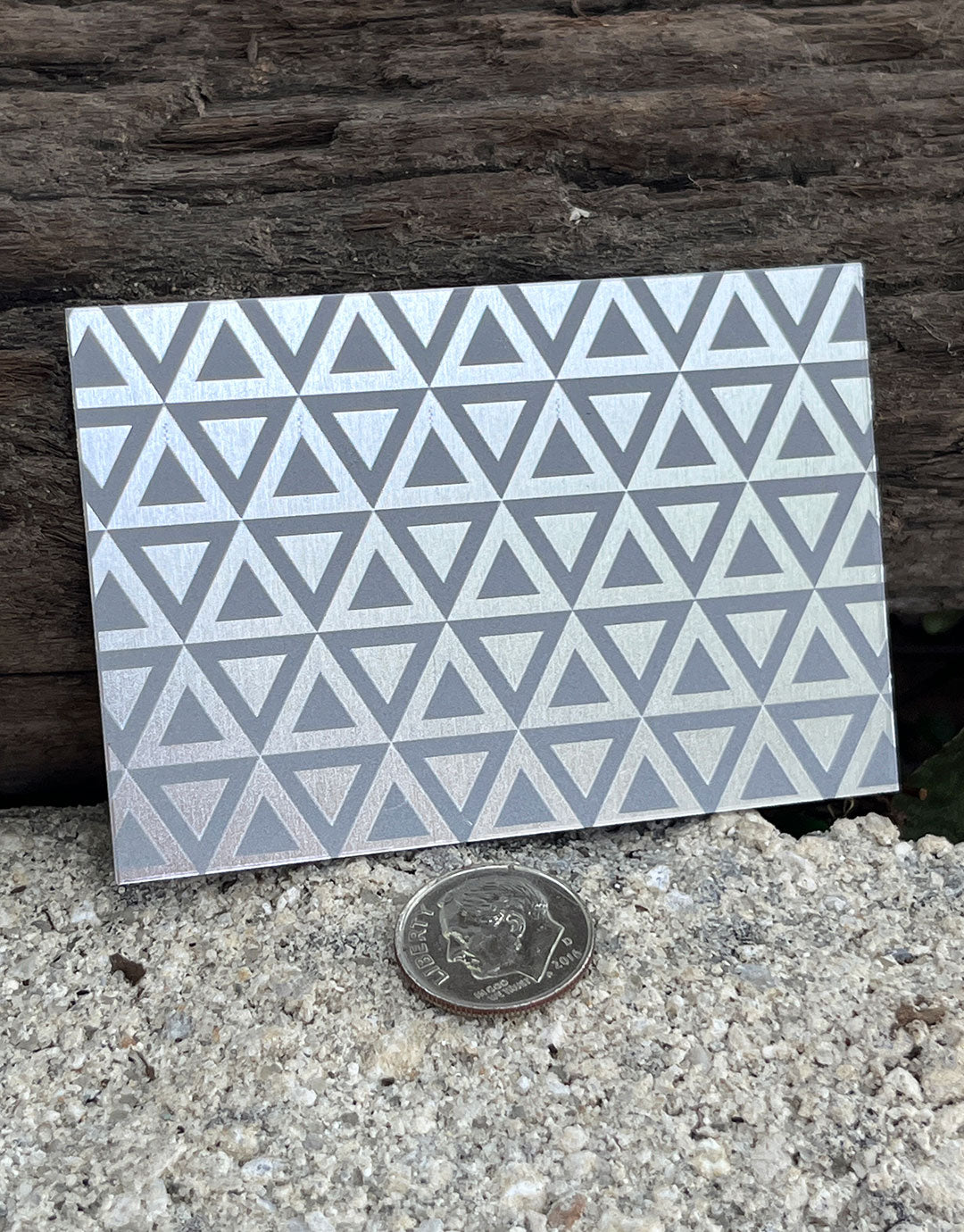 XLP0024 = Bold Triangles Laser Engraved Metal Sheet 3x2" = Textured Jewelry Blank = Copper, Brass & More