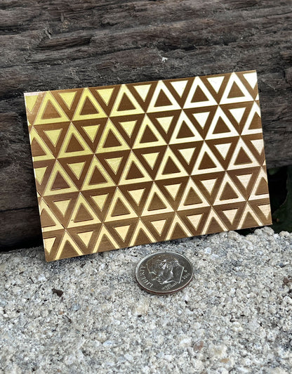 XLP0024 = Bold Triangles Laser Engraved Metal Sheet 3x2" = Textured Jewelry Blank = Copper, Brass & More