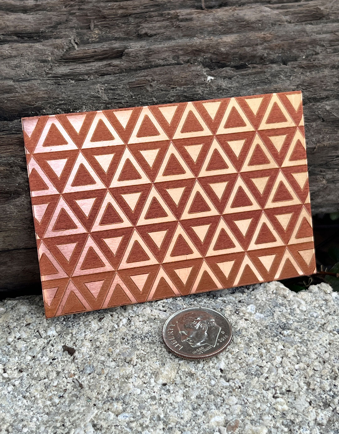 XLP0024 = Bold Triangles Laser Engraved Metal Sheet 3x2" = Textured Jewelry Blank = Copper, Brass & More