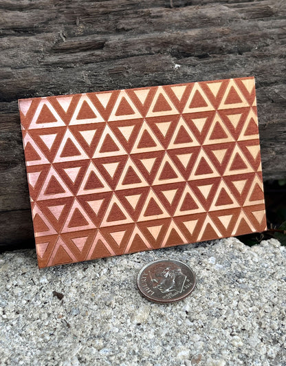 XLP0024 = Bold Triangles Laser Engraved Metal Sheet 3x2" = Textured Jewelry Blank = Copper, Brass & More