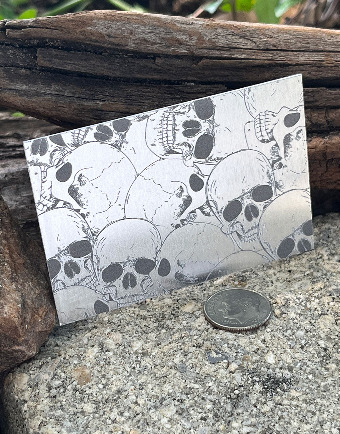 XLP0025 = Skulls Laser Engraved Metal Sheet 3x2" = Textured Jewelry Blank = Copper, Brass & More